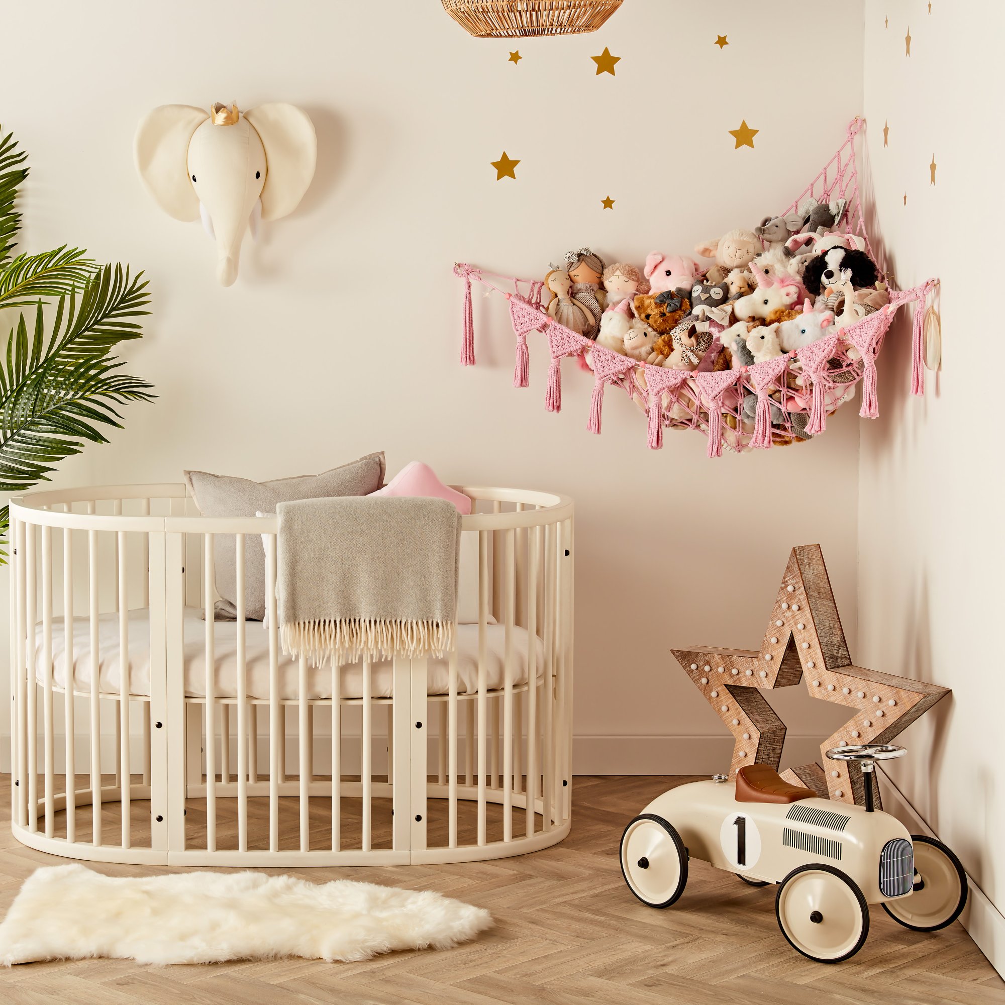 Pink TidyTeds close-up showing macrame detail